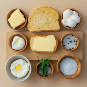 Step-by-step preparation of Creamy Ricotta Egg Toast showing ingredients and initial cooking steps