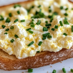 Close-up of Creamy Ricotta Egg Toast showing texture, layers, and glossy finish