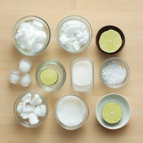 Step-by-step preparation of Tropical Coconut Lime Refresher showing ingredients and initial cooking steps