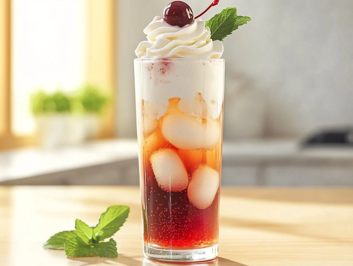 Perfectly cooked Refreshing Italian Cream Soda Delight served and ready to eat - final result
