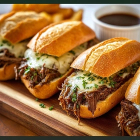 Savory Crockpot French Dip Sandwiches recipe