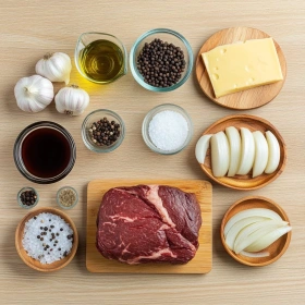 Step-by-step preparation of Savory Crockpot French Dip Sandwiches showing ingredients and initial cooking steps