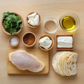 Step-by-step preparation of Crispy Oven-Baked Chicken Taquitos showing ingredients and initial cooking steps