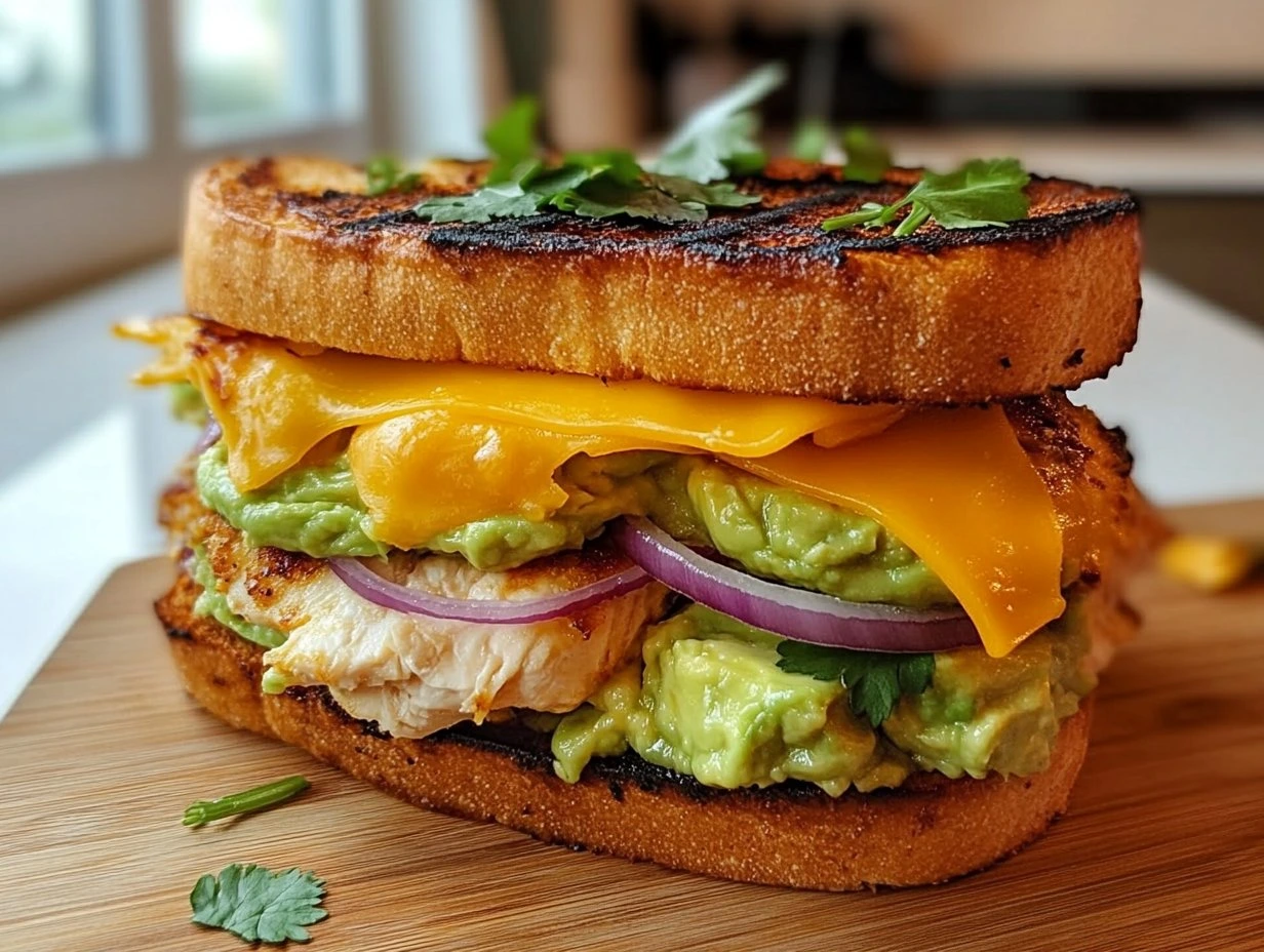 Perfectly cooked Savory Chicken Avocado Melt served and ready to eat - final result