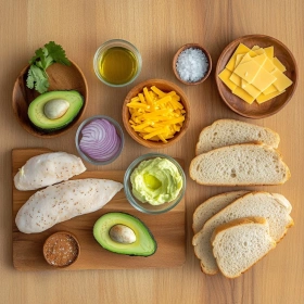 Step-by-step preparation of Savory Chicken Avocado Melt showing ingredients and initial cooking steps