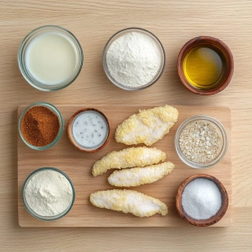 Step-by-step preparation of Crispy Oven-Baked Chicken Tenders showing ingredients and initial cooking steps