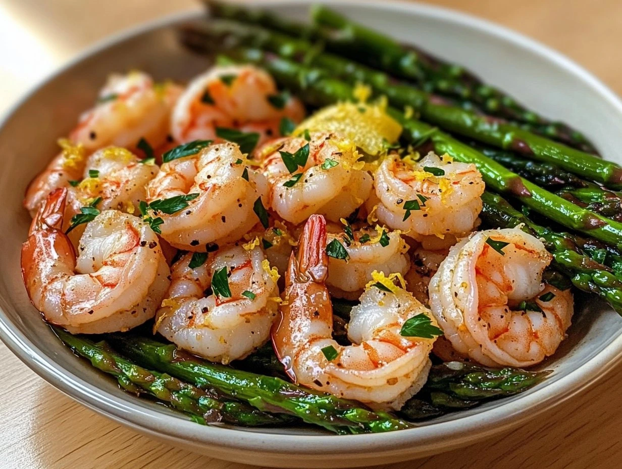 Perfectly cooked Zesty Lemon Garlic Shrimp Delight served and ready to eat - final result