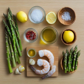 Step-by-step preparation of Zesty Lemon Garlic Shrimp Delight showing ingredients and initial cooking steps