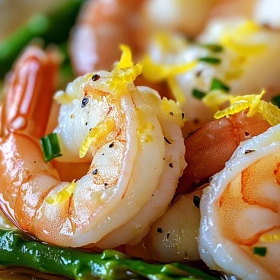 Close-up of Zesty Lemon Garlic Shrimp Delight showing texture, layers, and glossy finish