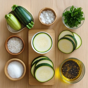 Step-by-step preparation of Crispy Baked Parmesan Zucchini showing ingredients and initial cooking steps