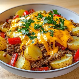 Savory Ground Beef Potato Hash recipe