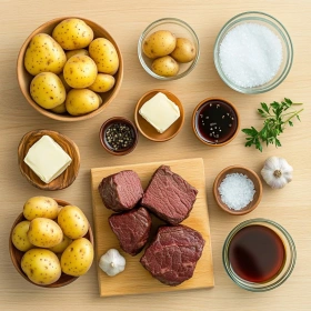 Step-by-step preparation of Irresistible Slow Cooker Garlic Butter Beef showing ingredients and initial cooking steps