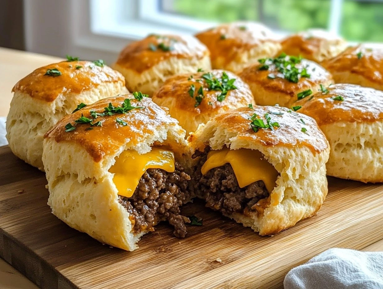 Perfectly cooked Garlic Parmesan Cheeseburger Bombs served and ready to eat - final result