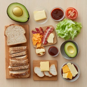 Step-by-step preparation of Savory Cowboy Club Sandwich showing ingredients and initial cooking steps