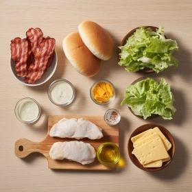 Step-by-step preparation of Savory Bacon Ranch Chicken Melt showing ingredients and initial cooking steps