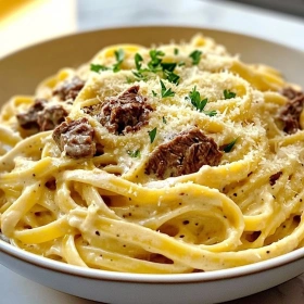Creamy Parmesan Beef Linguine recipe