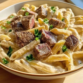 Creamy Steak Penne Delight recipe