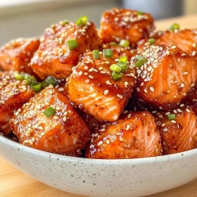 Crispy Honey Garlic Salmon Bites recipe