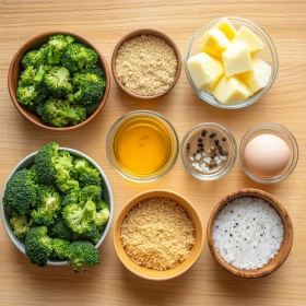 Step-by-step preparation of Cheesy Baked Broccoli Balls showing ingredients and initial cooking steps