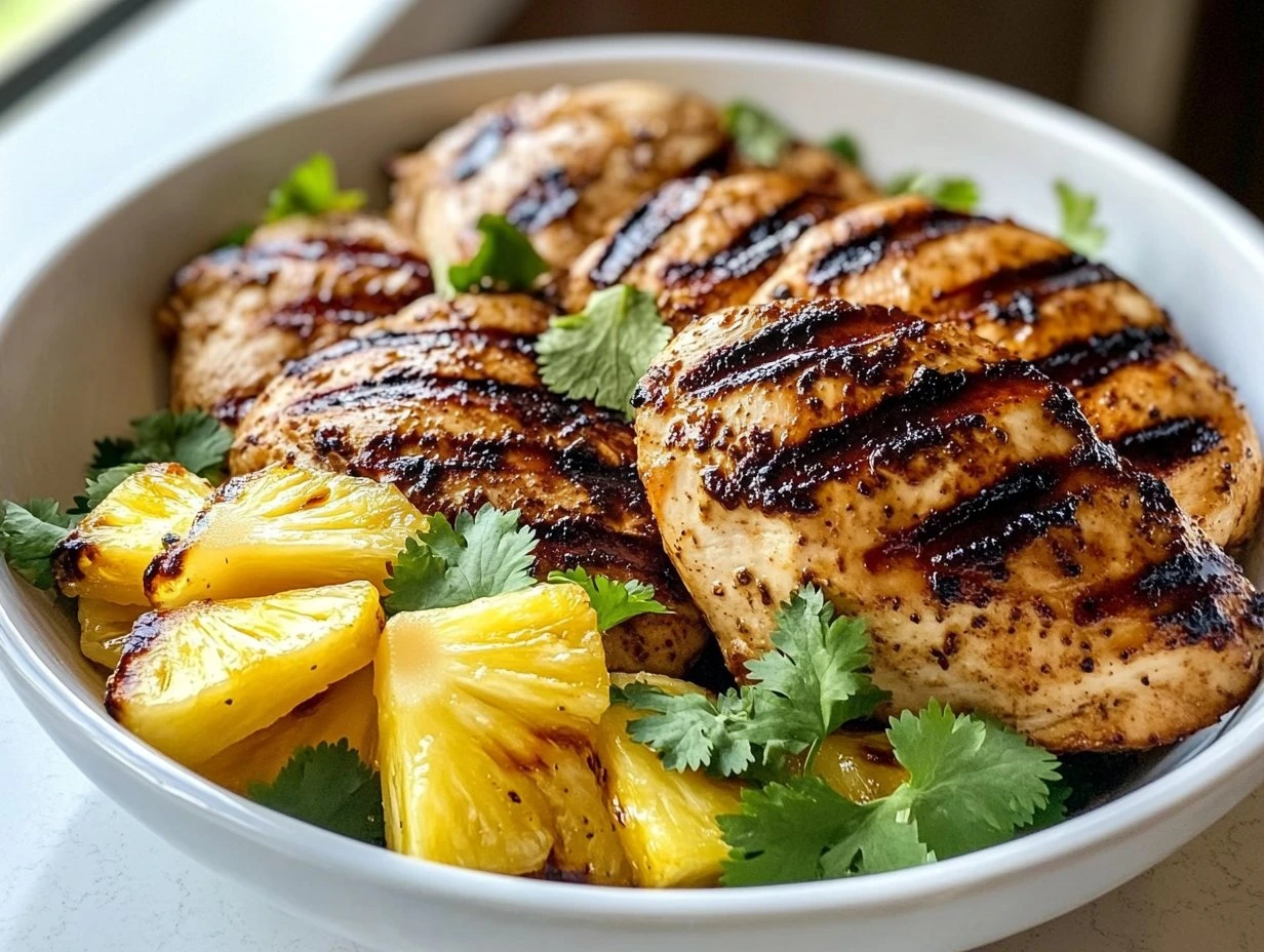 Perfectly cooked Grilled Hawaiian Chicken Delight served and ready to eat - final result