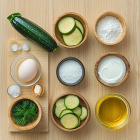 Step-by-step preparation of Crispy Zucchini Fritters showing ingredients and initial cooking steps