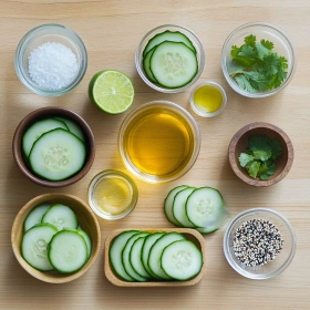 Step-by-step preparation of Honey Lime Cucumber Salad showing ingredients and initial cooking steps