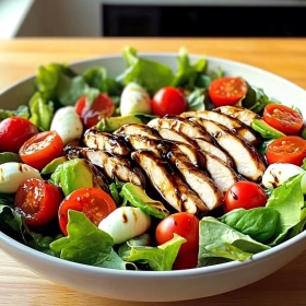 Balsamic Chicken Avocado Caprese Salad recipe