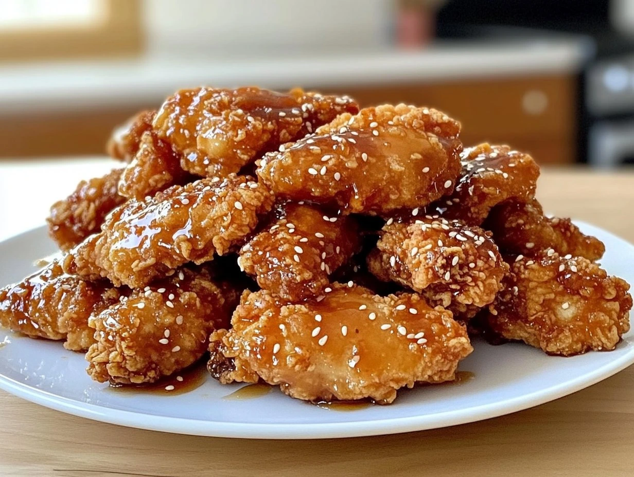 Perfectly cooked Crispy Hot Honey Chicken served and ready to eat - final result