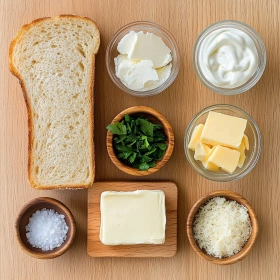 Step-by-step preparation of 15-Minute Garlic Bread Grilled Cheese showing ingredients and initial cooking steps