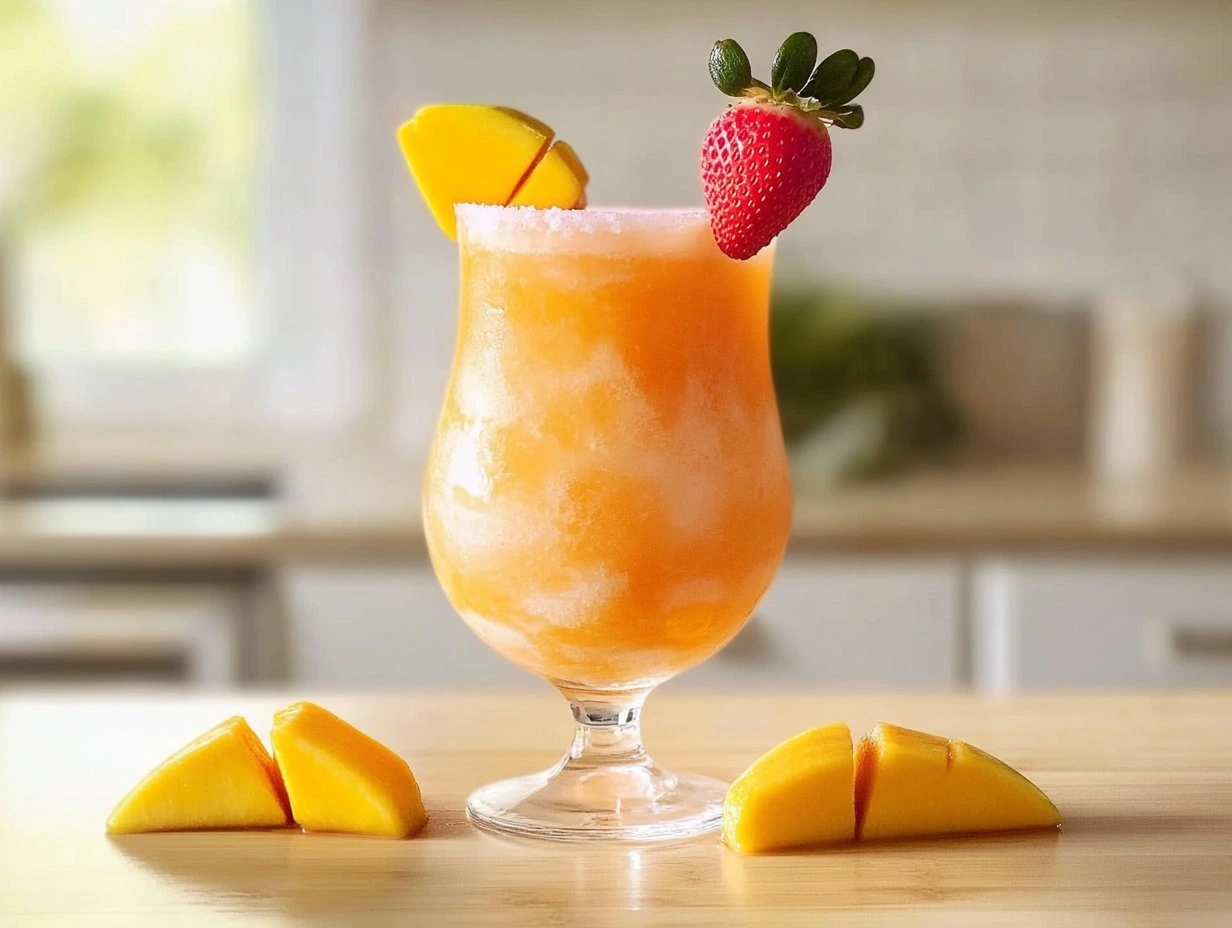 Perfectly cooked Mango Strawberry Pina Colada served and ready to eat - final result