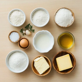 Step-by-step preparation of Soft Garlic Herb Cheddar Cheese Bread showing ingredients and initial cooking steps