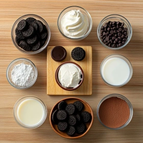 Step-by-step preparation of Chocolate Lasagna Dessert showing ingredients and initial cooking steps