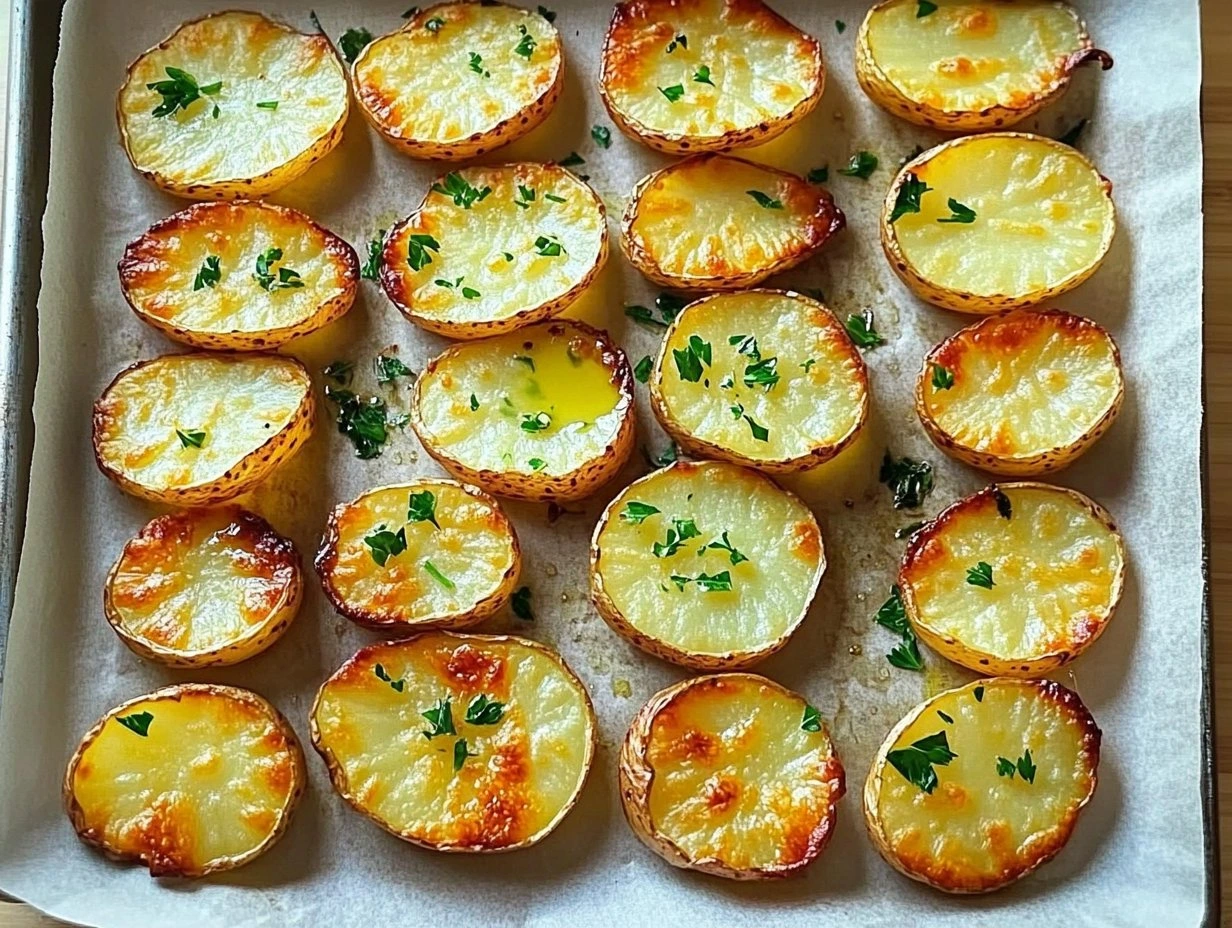 Perfectly cooked Crispy Sliced Potatoes Recipe served and ready to eat - final result