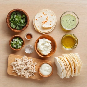 Step-by-step preparation of Crispy Chicken Taquitos showing ingredients and initial cooking steps