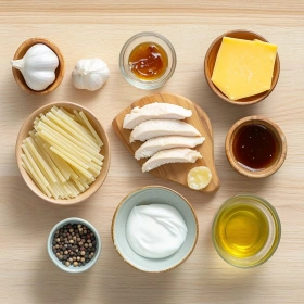Step-by-step preparation of Homemade Honey BBQ Chicken Pasta showing ingredients and initial cooking steps