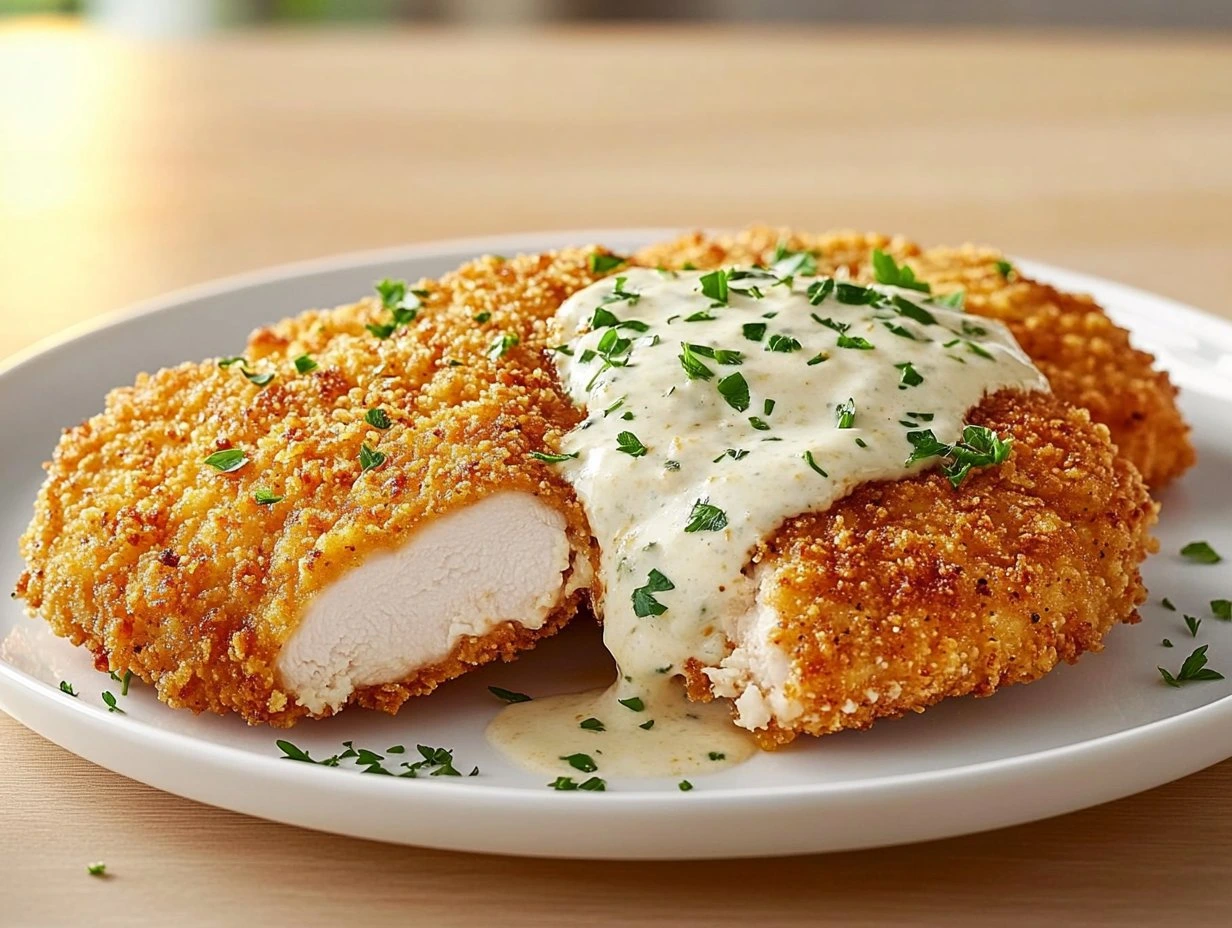 Perfectly cooked Longhorn Steakhouse Parmesan Chicken served and ready to eat - final result