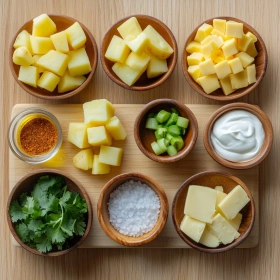 Step-by-step preparation of Cheesy Taco Potatoes showing ingredients and initial cooking steps