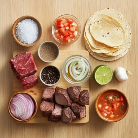 Step-by-step preparation of Slow Cooker Chuck Roast Tacos showing ingredients and initial cooking steps