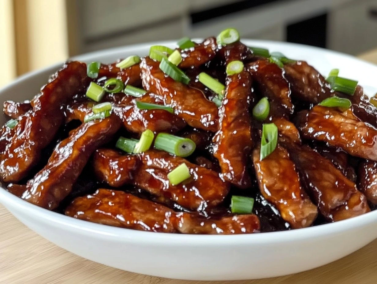 Perfectly cooked Sticky Honey Garlic Pork served and ready to eat - final result