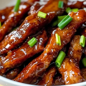 Close-up of Sticky Honey Garlic Pork showing texture, layers, and glossy finish