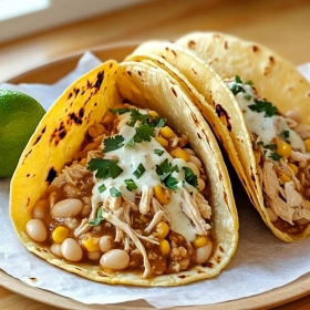 Corn Tortilla White Chicken Chili Tacos recipe