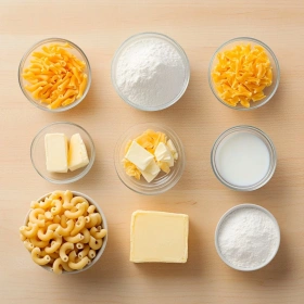 Step-by-step preparation of 5-Ingredient Chick-fil-A Mac and Cheese showing ingredients and initial cooking steps