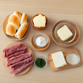 Step-by-step preparation of Savory French Dip Sliders showing ingredients and initial cooking steps