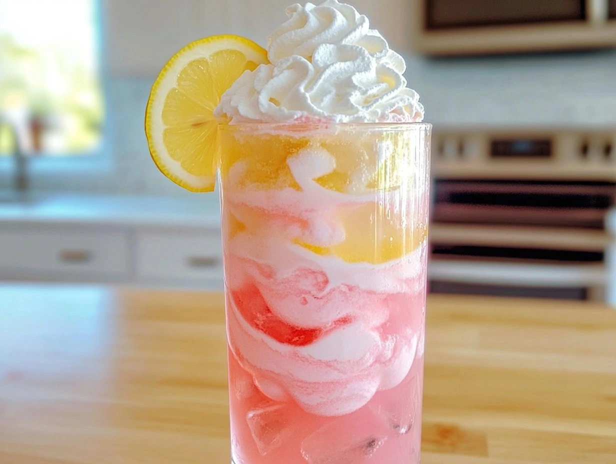 Perfectly cooked Whipped Pink Lemonade Fizz served and ready to eat - final result