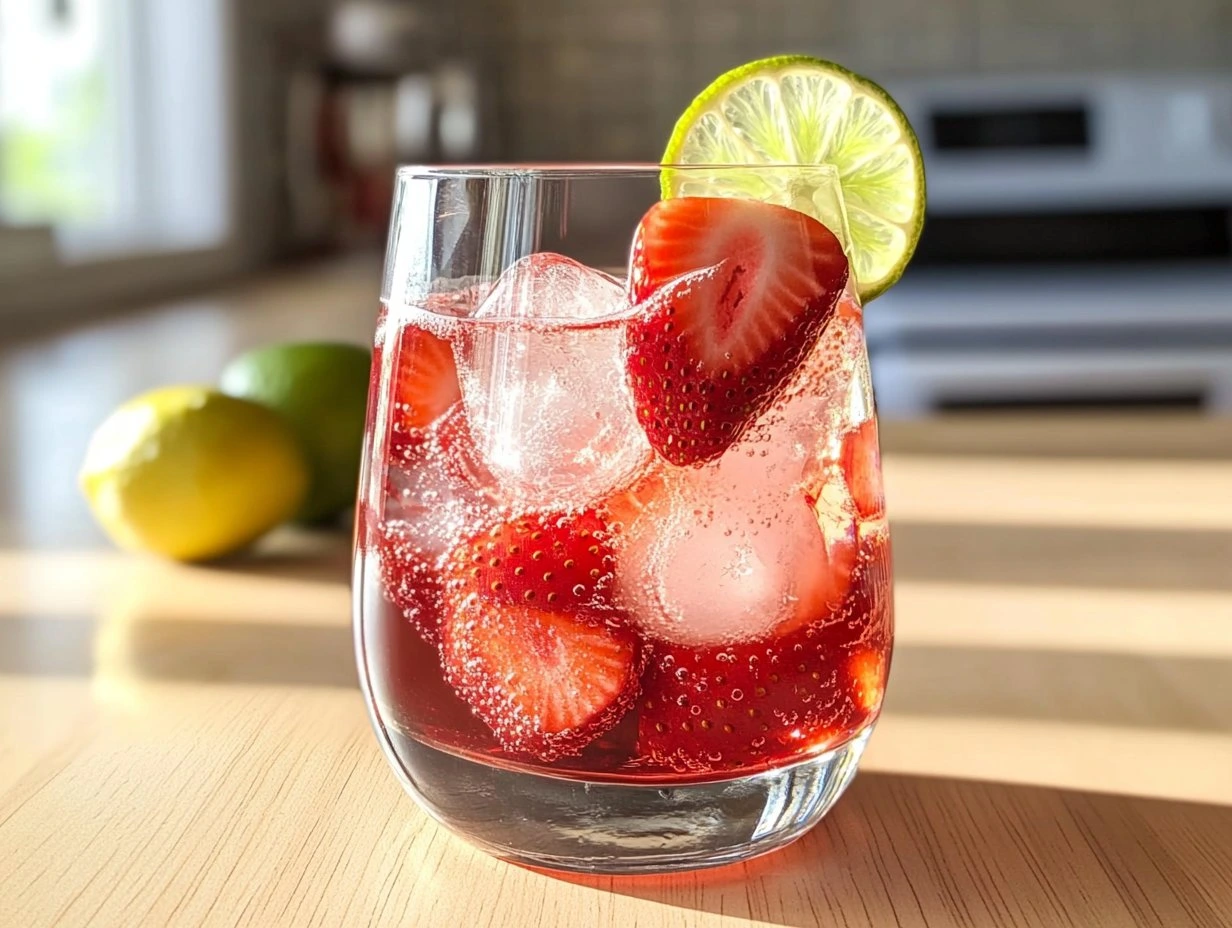 Perfectly cooked Strawberry Dirty Sprite Cocktail served and ready to eat - final result