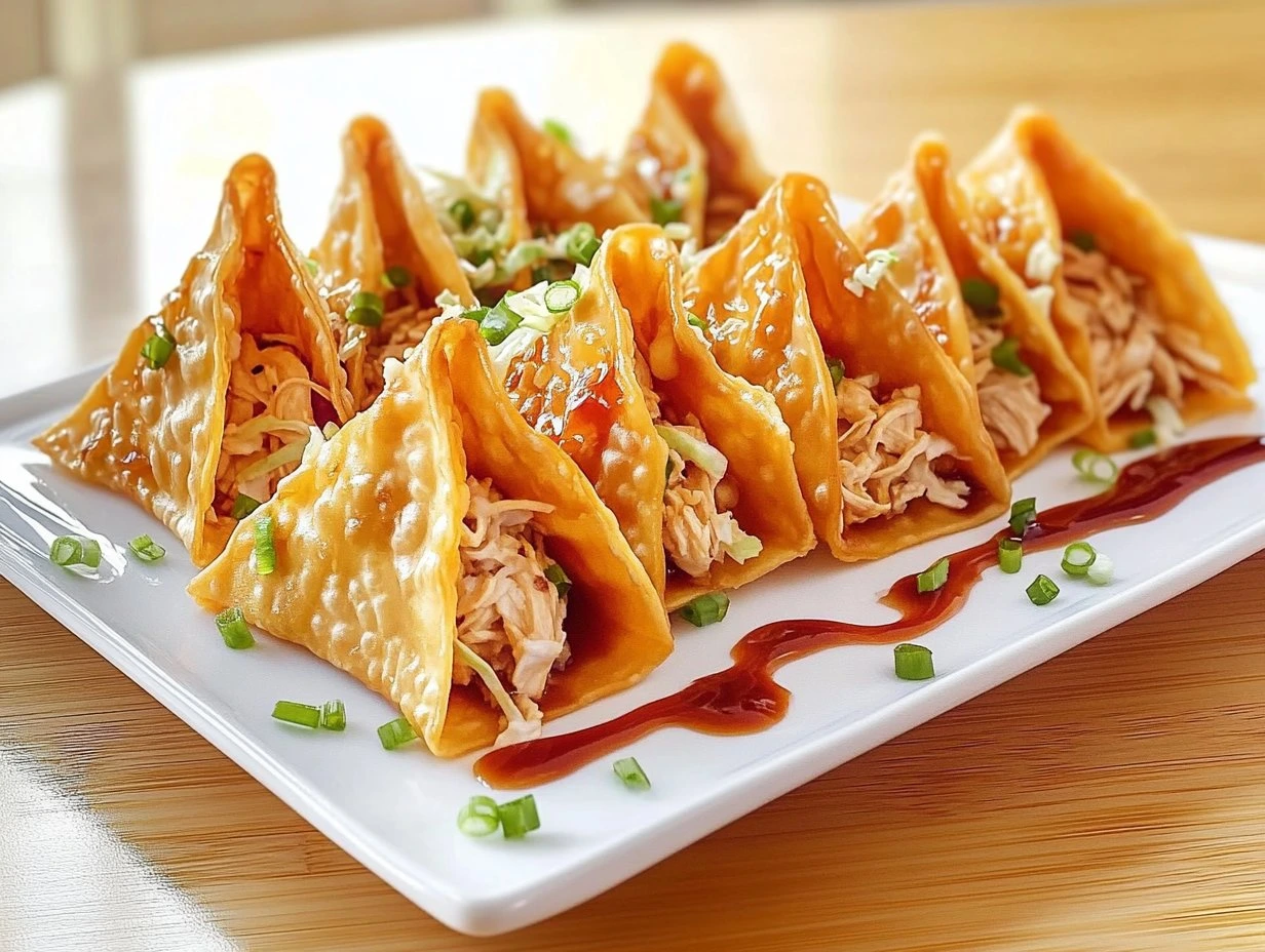 Perfectly cooked Applebee's Chicken Wonton Tacos served and ready to eat - final result
