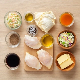 Step-by-step preparation of Applebee's Chicken Wonton Tacos showing ingredients and initial cooking steps