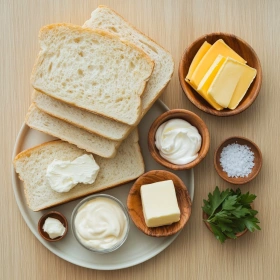 Step-by-step preparation of Crispy Grilled Cheese Roll Ups showing ingredients and initial cooking steps