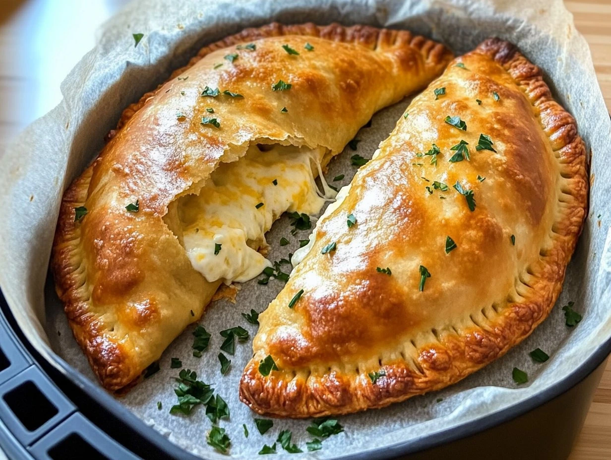 Perfectly cooked Air Fryer Calzones with Cheese served and ready to eat - final result