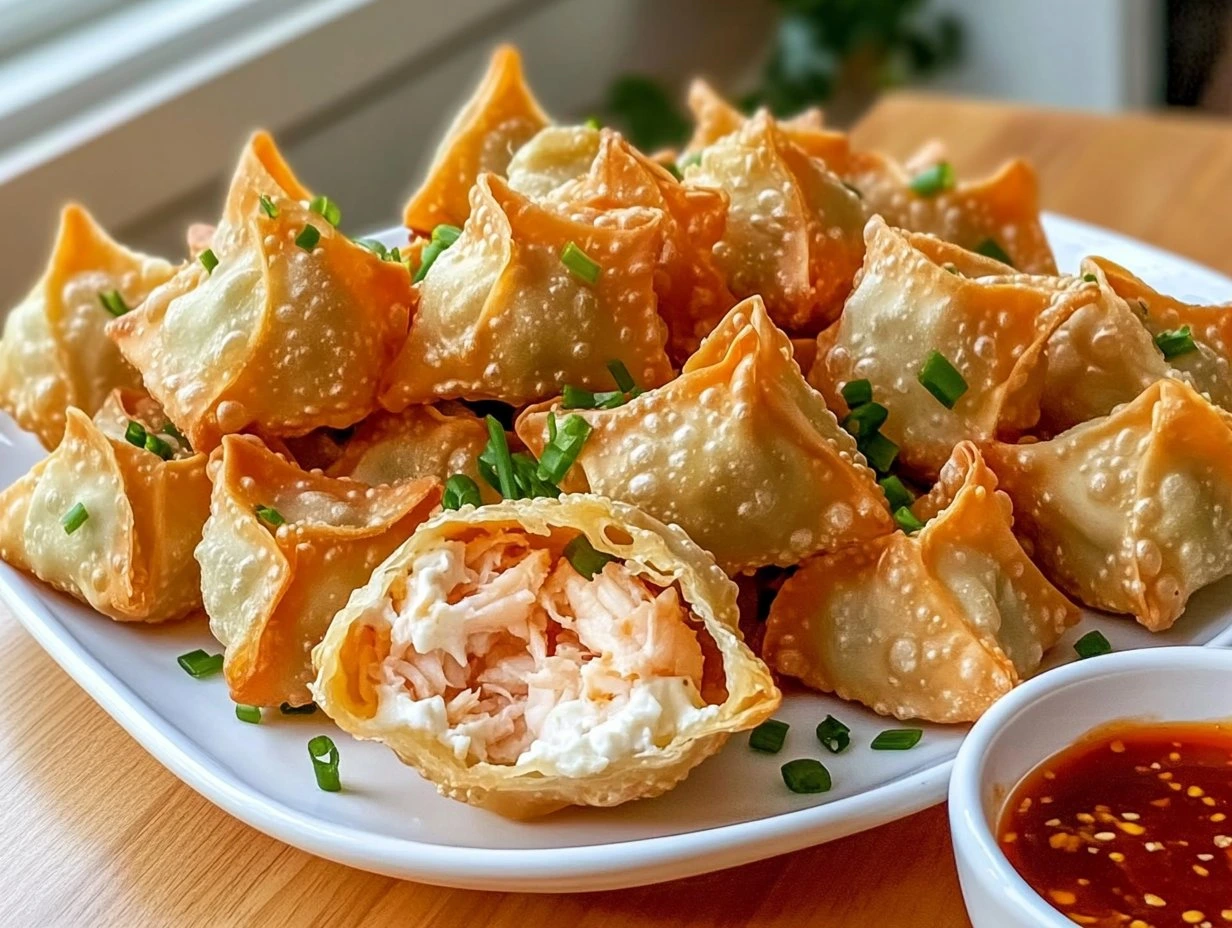 Perfectly cooked Crispy Crab Rangoon Bombs served and ready to eat - final result